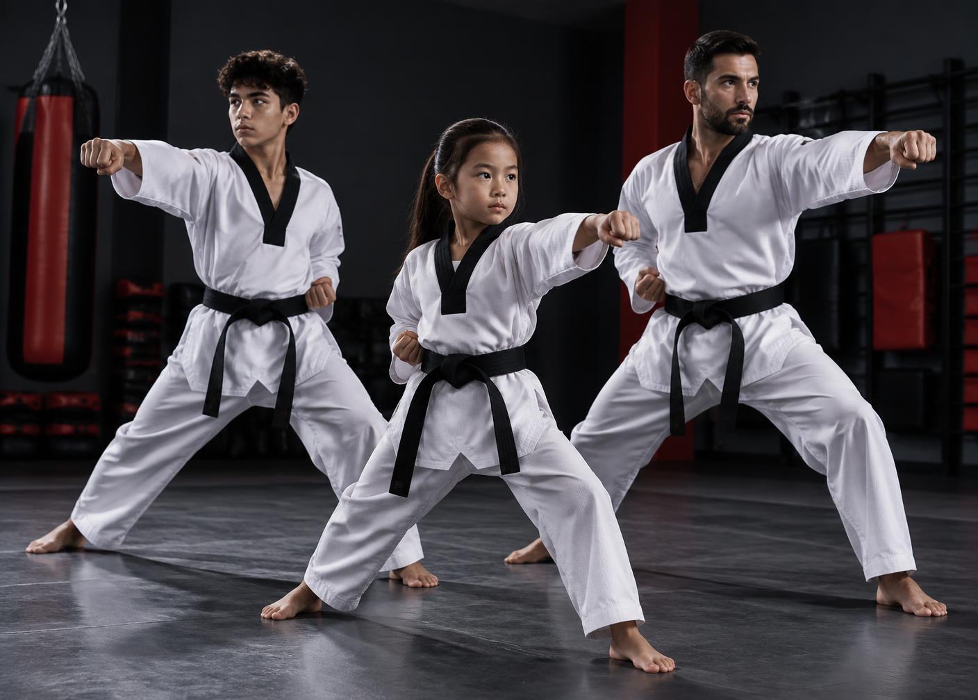 Kids Taekwondo students training